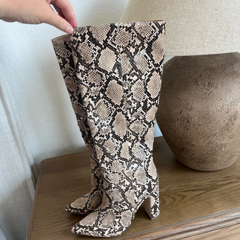 Snakeskin Knee-High Boots